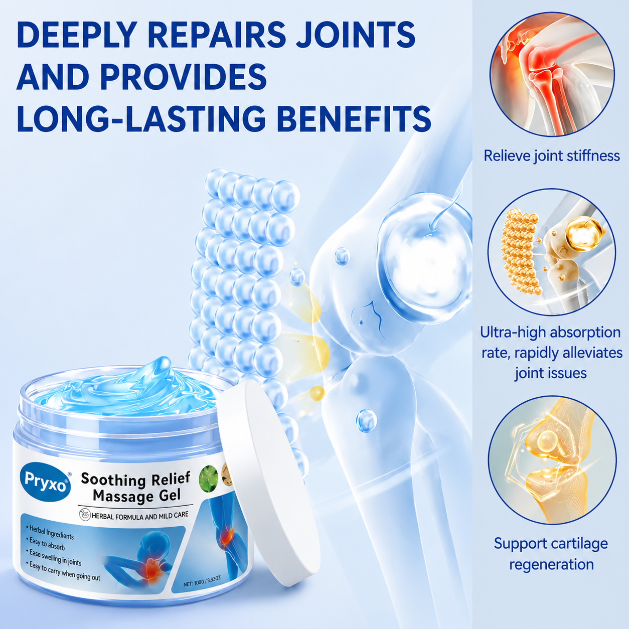 🔥Instant Pain Relief🔥Pryxo® Joint Relief Gel – Natural Herbal Ointment Wellness