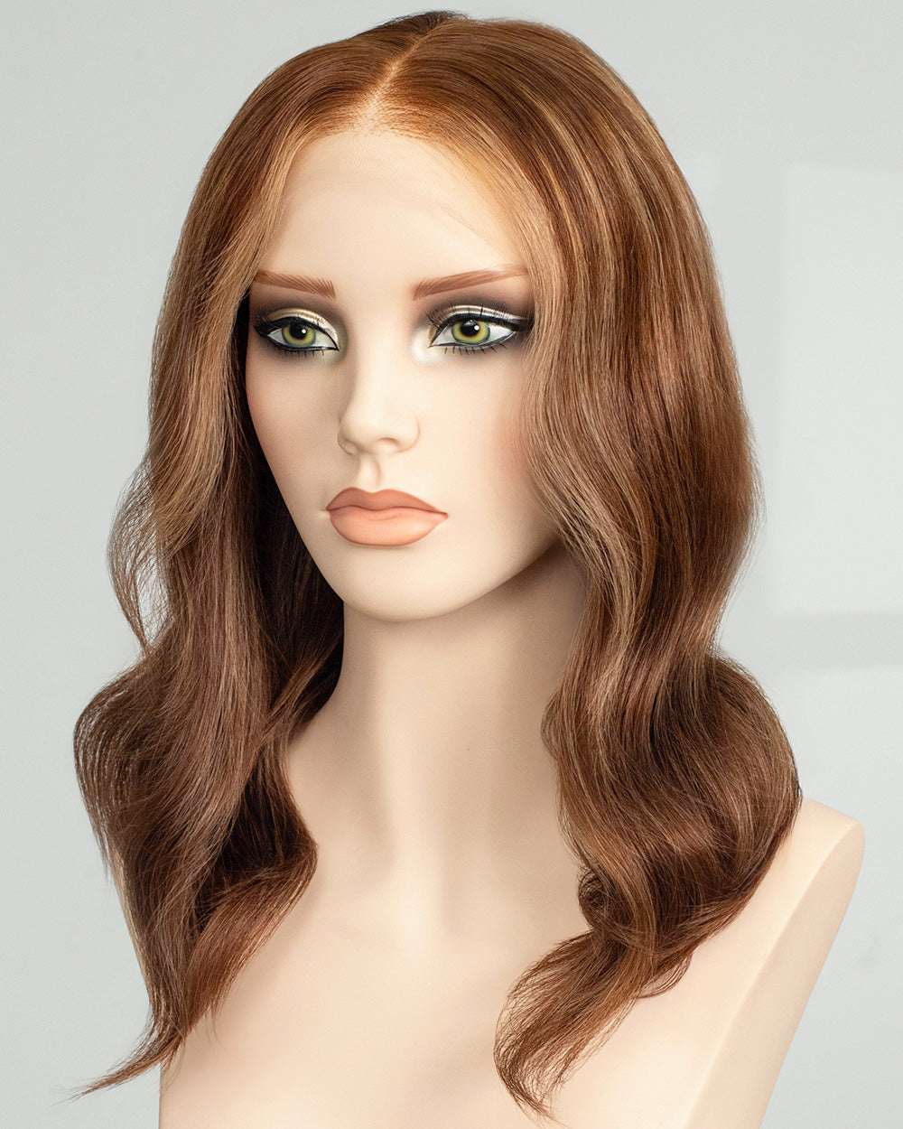 16" Honey Chestnut Waves Glueless Swiss Lace Closure Wig